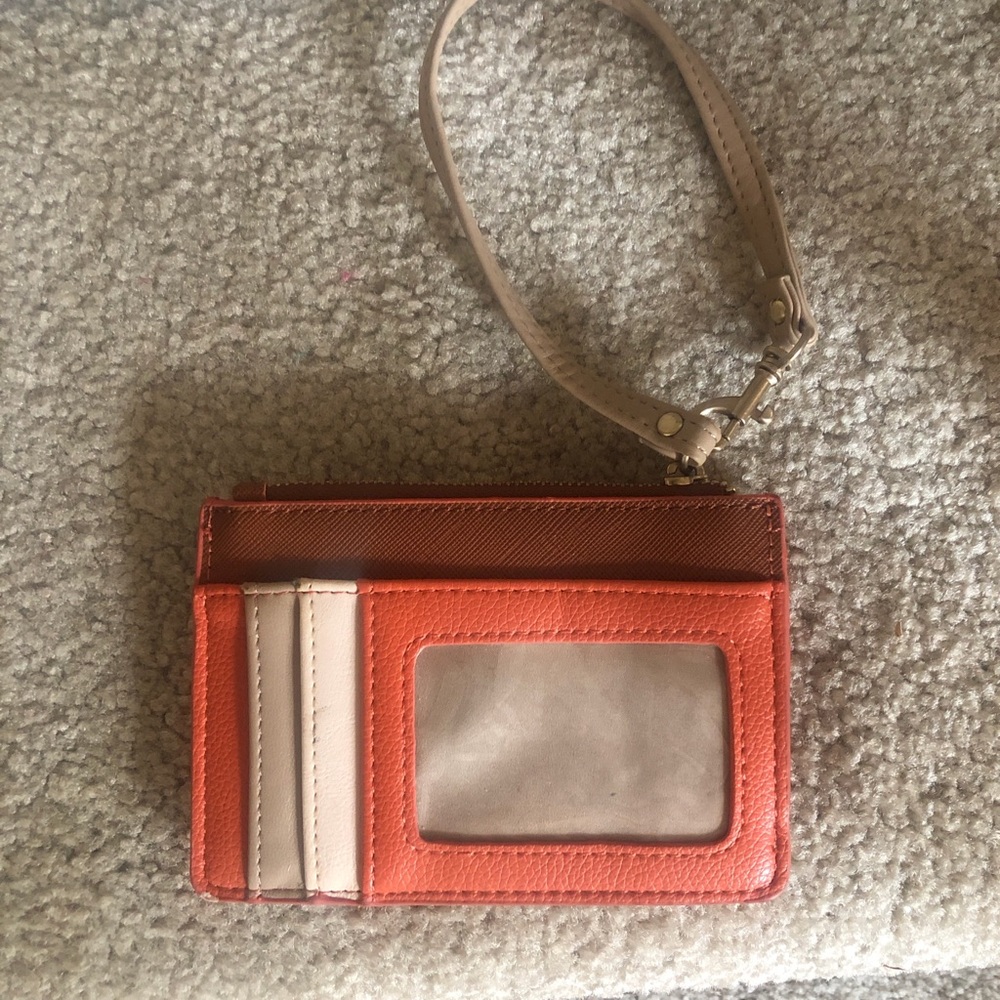 Orange and Tan Wristlet Card Holder